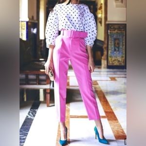 Zara pink high waisted belted pant